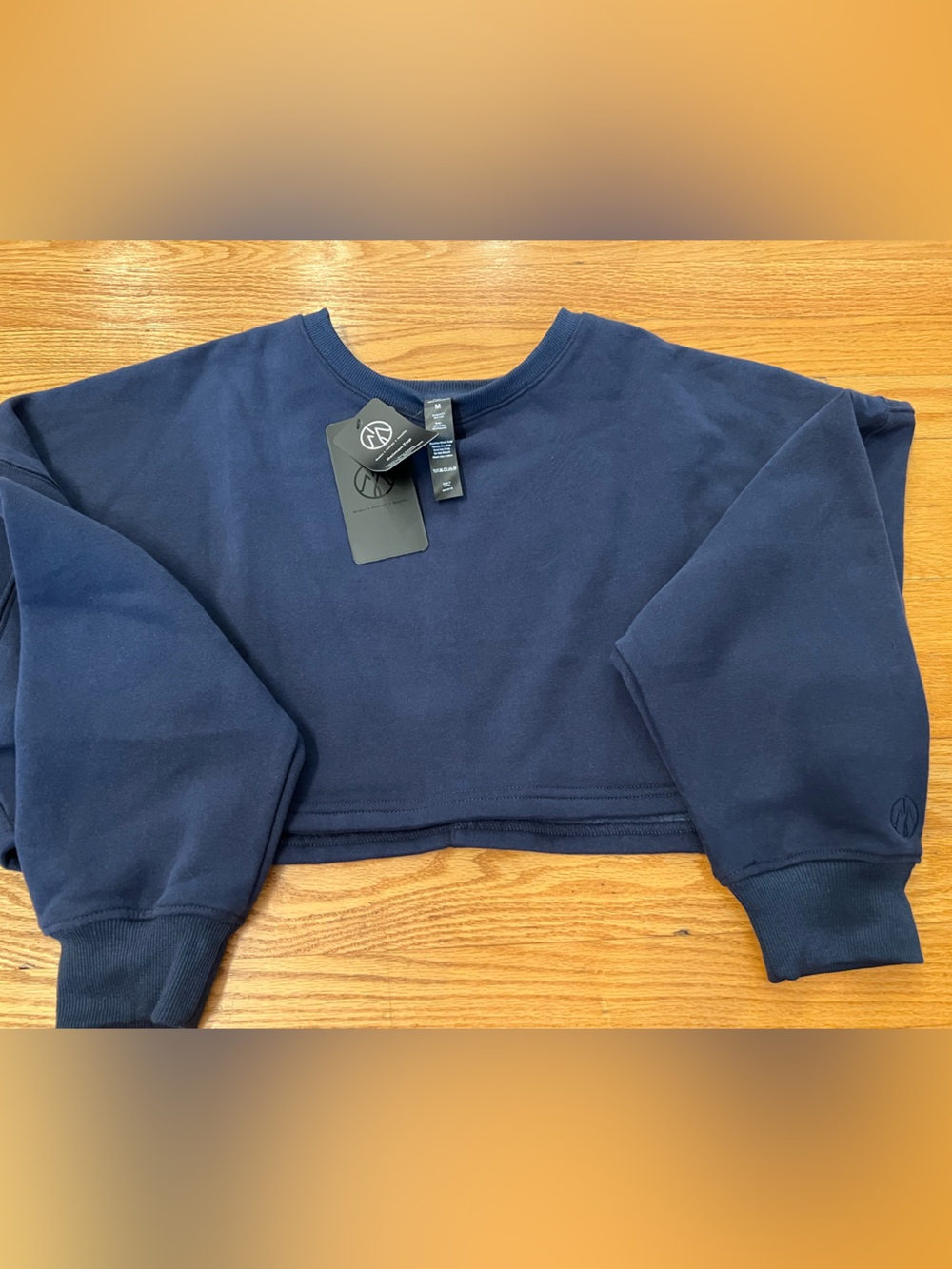 Dolman navy blue dolman-sleeve cropped sweatshirt